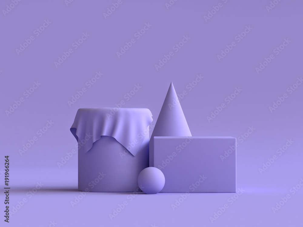 Poster geometric shape violet-purple minimal background 3d rendering