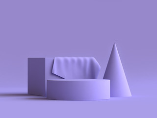 podium geometric shape violet-purple minimal background 3d rendering