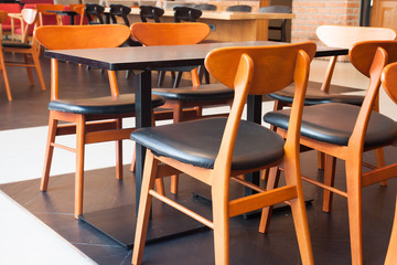 Classic style tables and chairs in cafeteria, Interior design, Wooden furniture