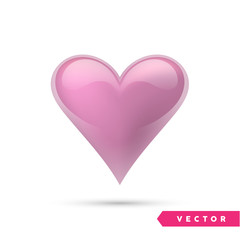 Realistic pink valentine heart. Vector illustration