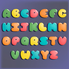 Plump handwritten alphabet vector colorful set.