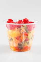 Fruit salad in take away plastic cup