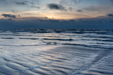 Restless Baltic sea in evening time.