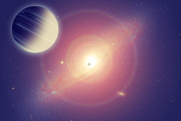 Naklejka na ściany i meble Milky way stars and planets 3D render / illustration. My astronomy work.. 