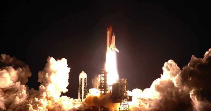 Space Shuttle Endeavour Launch Animation Night, 4K some elements furnished by NASA images