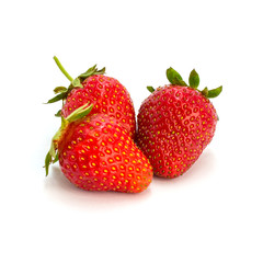 Photo of red strawberry isolated on white background
