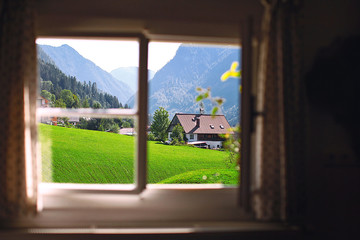 a window in the village of the Alps_Austria_Europe