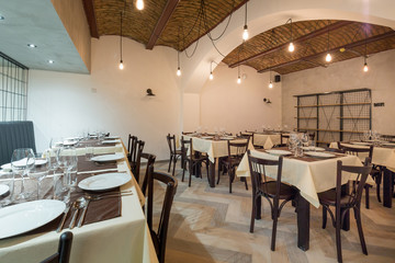 Restaurant interior in a new hotel