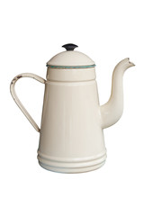 Vintage kettle metal isolated on white background.