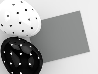 3d rendering of Easter eggs with blank card