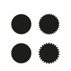 Fototapeta premium Set of vector starburst, sunburst badges. Black on white color. Simple flat style Vintage labels, stickers.