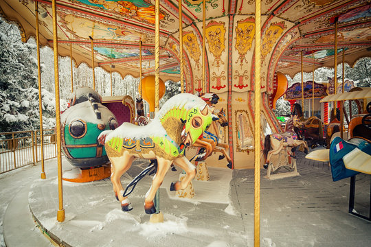 Merry-go-round carousel park in Kharkov, Ukraine.