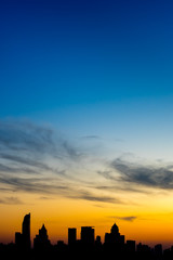 Silhouette of Skyscraper in Morning Time with Business and Residential Building. Bangkok Cityscape,...