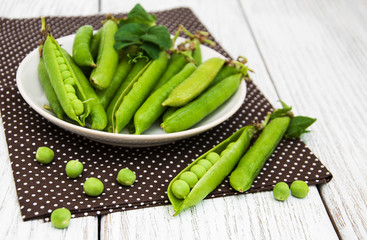 green peas on a table