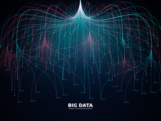 Complex information big data visualization. Abstract futuristic energy representation vector concept