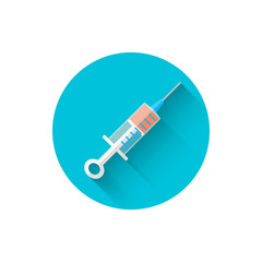 Injection icon, illustrated in a flat style design of vector illustration. Modern icon of medicine. Website and design for mobile applications and other your projects