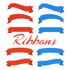 Flat vector ribbons banners isolated. Ribbons banners