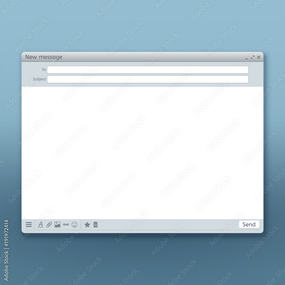 Poster email message interface with send form vector template
