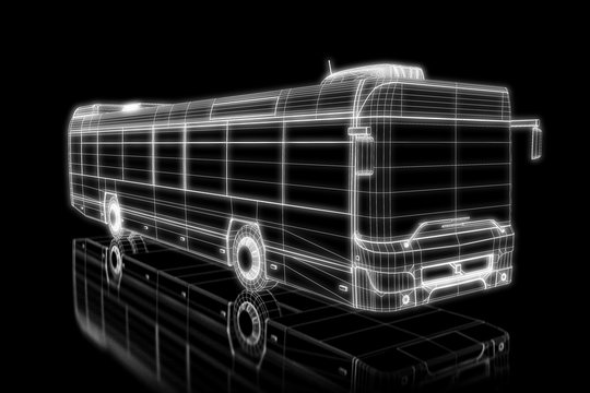 City bus - perspective 3d construction