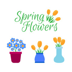 Spring flowers. Cute vector spring flowers icons. Simple flowers vector