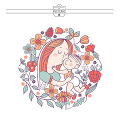 A mother with a baby. Vector illustration