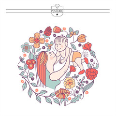 A mother with a baby. Vector illustration