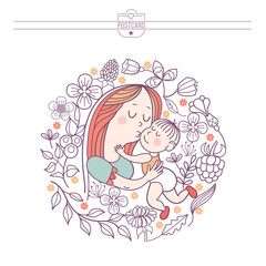 A mother with a baby. Vector illustration