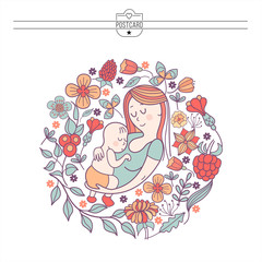 A mother with a baby. Vector illustration
