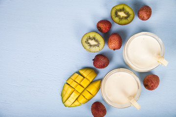 Yogurt with tropical fruits