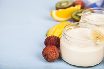 Yogurt with tropical fruits