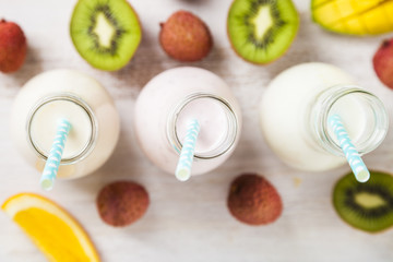 Smoothies with tropical fruits