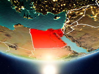 Egypt with sun on planet Earth