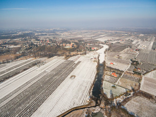 Widok z lotu ptaka na zamek w Czersku