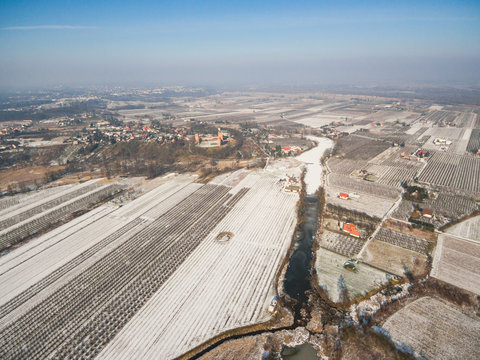 Fototapeta Widok z lotu ptaka na zamek w Czersku