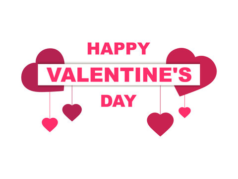 Happy Valentines Day. Festive background with hearts for greeting card, banner and poster. Vector illustration
