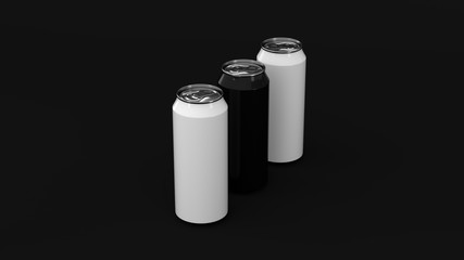 Raw of black and white soda cans