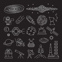 Space outline Icon set