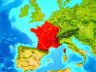 France in red on Earth