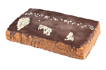 Sweet chocolate cake isolated on white background