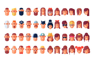 Cool flat vector avatars. Male and Female characters. Cartoon style.