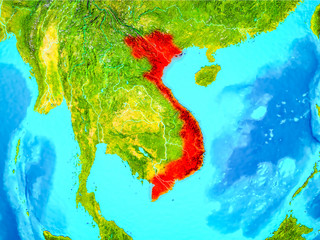 Vietnam in red on Earth