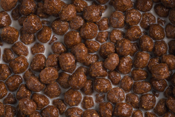 chocolate cereal breakfast closeup