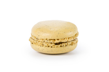 yellow macaron with jam isolated on white