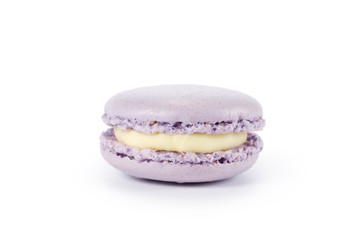 violet macaron with creram isolated on white