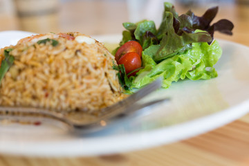 Thai food Fried rice is very good on the table.