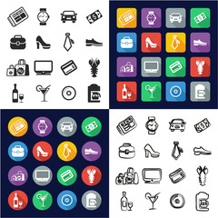 Adult All in One Icons Black & White Color Flat Design Freehand Set