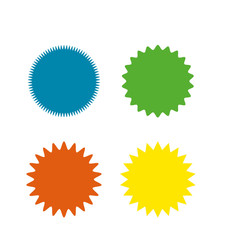Fototapeta premium Set of vector starburst, sunburst badges. Different color. Simple flat style Vintage labels. Colored stickers.