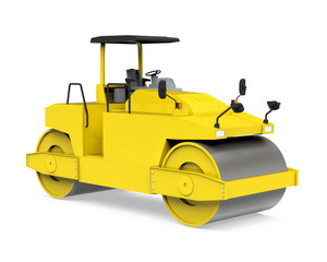 Yellow Road Roller Isolated