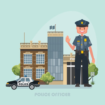 Vector illustration with police officer