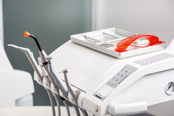 Dental instruments and tools at dentists office